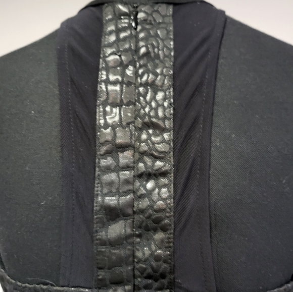 ASTR Sleevless Croc Embossed Mini Fit & Flare Dress Mesh Insets - Picture 8 of 11